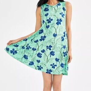 Style & Co. Tulip Green Floral Flip Flop Dress, Petite Small, NWT
